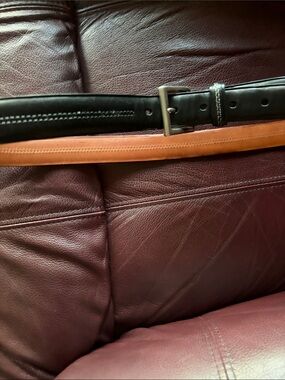 Coach Black Leather Belt with Silver Buckle
